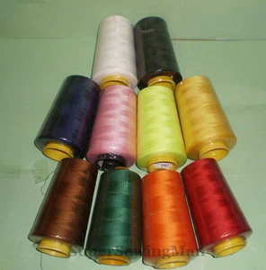 6000 Yards Quality Overlocking Sewing Machine Polyester Thread Cones, 10 Colors - Picture 1 of 11