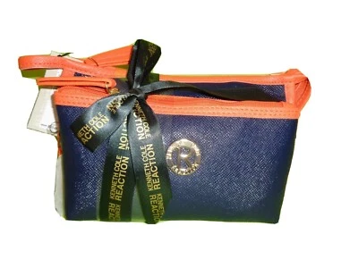 Kenneth Cole AZUL Y NARANJA 2 PIEZAS REACCIÓN NUEVO Bolso de Mano de Viaje Bolso de Maquillaje CARTERA Foto 1 de 4