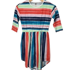 Tea Collection Dress High-Low Watercolor Stripe Size 10 Colorful - Picture 1 of 6