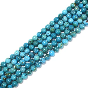 Nice Genuine Blue Turquoise Smooth Round Beads Size 4.5mm to 9.3mm 15.5'' Strand - Picture 1 of 3