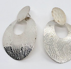 Artisan Made Large Sterling Silver Textured Pattern Post Pierced Dangles