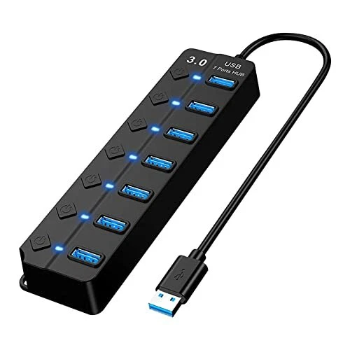 Hub USB 3.0,RUIZHI USB Multipla Hub USB 3.0 a 7 porte,sdoppiatore hub con (k2d) - Immagine 1 di 1