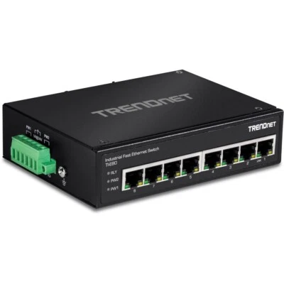 TRENDnet TI-E80 8-Port Industrial Fast Ethernet DIN-Rail - Image 1 of 2