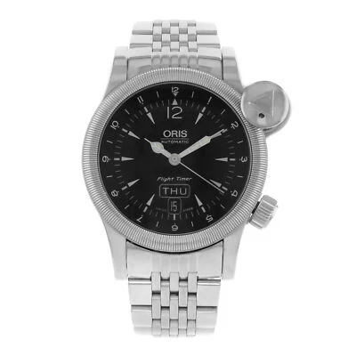 Oris Flight Timer Black Dial Day Date Steel Automatic Mens Watch 63575684064 - Image 1 of 4