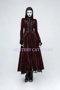 New PUNK RAVE Gothic Victorian Aristocrat Red Velvet Jacket Coat Y776 AU STOCK - Picture 1 of 12