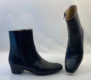 Calzado Bonanza WesterBoot Men Ankle Black Leather Zip Boots New Size 8.5 / 42 - Picture 1 of 15