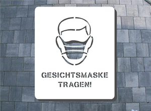 Schablone Mundschutz tragen - Schablone Bodenmarkierung Mund Nasen Schutz tragen - Bild 1 von 2
