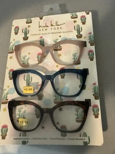 ✨NICOLE MILLER🌵 CAT EYE TORTOISE 3er Pack Lesebrille +2,00🌵NEU - Bild 1 von 4