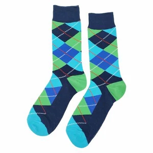 NWT Fresh Argyle Dress Socks Novelty Men 8-12 Blue Crazy Fun Sockfly - Picture 1 of 5