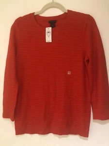 Maglione donna Ann Tylor Factory arancione manica lunga scollo a V nuovo con etichetta taglia M - Foto 1 di 8