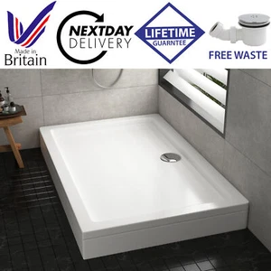 Rectangle Slimline Shower Tray For Shower Enclosure with Riser Kit & FREE Waste - Picture 1 of 79