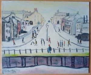 Pintura al óleo impresionista original de 12"" X 10"" John Goodlad Maryport Dock - Imagen 1 de 3