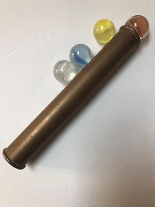 Vintage Brass Kaleidoscope with Marble Eyepiece, Four Marbles 8 inches - Picture 1 of 5
