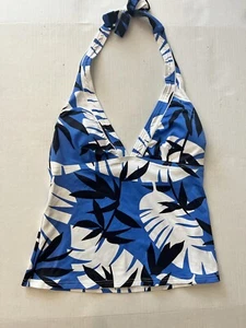 Tommy Bahama *NUEVO CON ETIQUETAS Camiseta Tankini Copa Halter Reina Africana Azul Mujer Talla Pequeña - Imagen 1 de 14