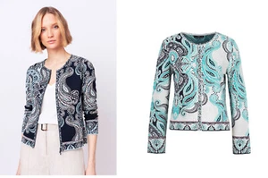 Ivko Baumwolle Cardigan Jacke blau blue marine navy rot hellblau Paisley 211723 - Picture 1 of 3