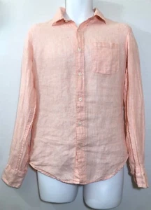 J. Crew Factory Mens Slim Fit Linen Shirt S Button Up Down Orange Long Sleeve - Picture 1 of 2