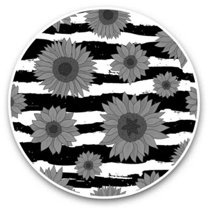 2 x Vinyl Stickers 25cm (bw) - Sunflower Black Stripes Pattern Flowers #42278 - Afbeelding 1 van 8