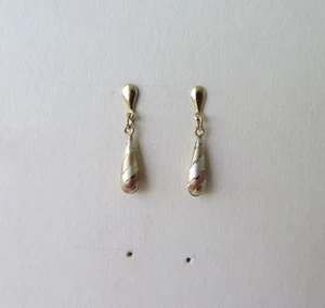 VINTAGE, 9CT 3 COLOUR GOLD, DROP EARRINGS, 0.59gs - Picture 1 of 5