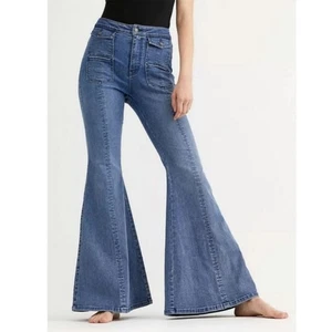 Free People We The Free Utility Curvy Flare Bell Bottoms Size 32 - Picture 1 of 7