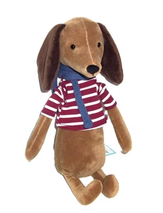 11 Zoll Jellycat Beatnik Buddy Wurst braun Hund Schal Streifen Shirt Plüsch Stofftier - Bild 1 von 3