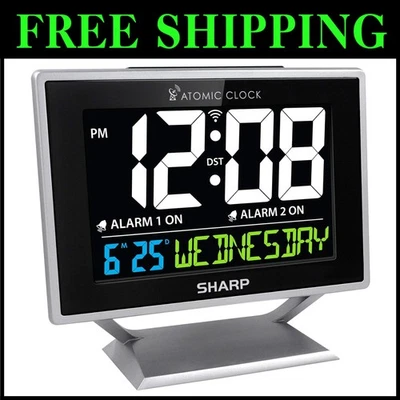 Reloj atómico contemporáneo con doble alarma y pantalla de calendario - eléctrico con cable Foto 1 de 4