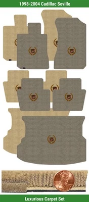 Juego de alfombrillas de lujo personalizadas para Cadillac Seville 1998-2004 con logotipo (5 piezas) #3RW Foto 1 de 4
