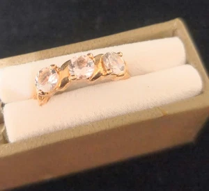Vintage Rose Gold Plated 925 Silver Set With 3 CZ Cocktail Ring Size M from QVC - Picture 1 of 5