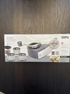 Gefu Pecorino Trommelreibe Lasercut mit 3 Trommeln und Sammelbehälter in OVP - Bild 1 von 4