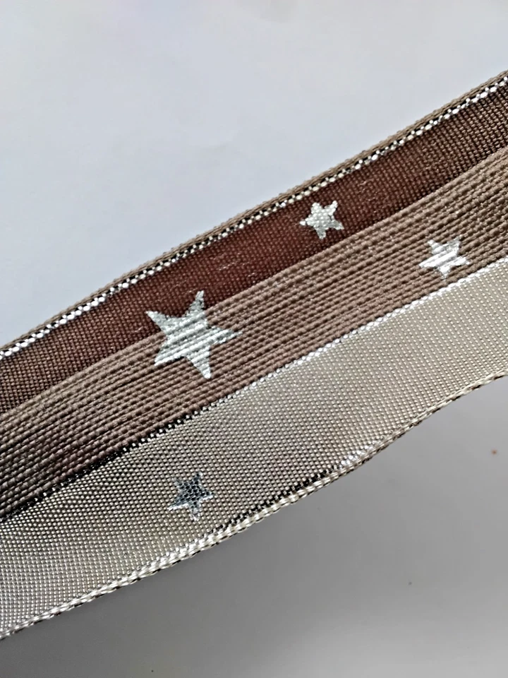 Band Sterne 35mm, braun/silber 2 m - Bild 1 von 1