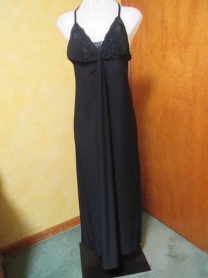 CAMISÓN AMBRIELLE NEGRO SEDOSO SUAVE NYLON ENCAJE L Foto 1 de 4