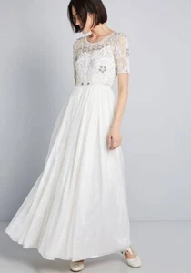 Modcloth Ivory Everlasting Romance Maxi Wedding Dress Size M NWT - Picture 1 of 10