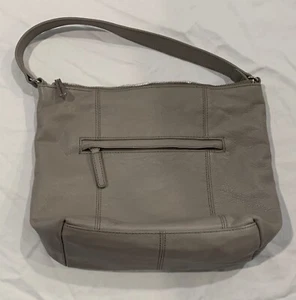 Tommy Bahama Gray/Taupe Leather Shoulder Hobo Bags Whipstitch - Picture 1 of 8
