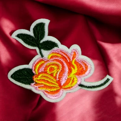 Iron On Patch Rose Flower Leaves Cartoon Clothing Decal Embroidery - Image 1 of 2