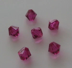 20 GENUINE SWAROVSKI FUSCHIA BICONE CRYSTAL BEADS 5MM STYLE 5301 - Picture 1 of 2
