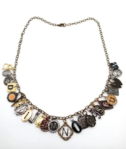 Alphabet ABC Charm Necklace School Teacher Gift Unique Bohemian Style - Picture 1 of 10