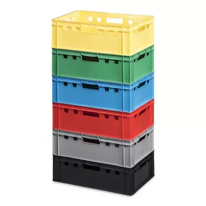 E2 Eurofleischerkiste Metzgerkiste Gemüsebox Stapelkiste blau grün grau rot gelb - Bild 1 von 7