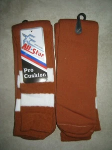 2 Vintage ALL STAR Mid-Calf Orange University of Texas LONGHORNS Tube Socks 9-13 - Picture 1 of 7