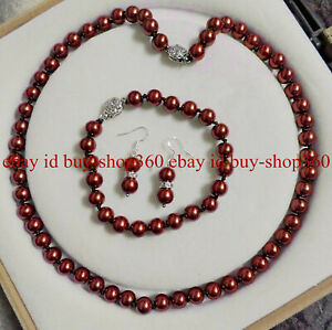 8mm Multi-Color Akoya Shell Pearl Round Beads Necklace Bracelet Earrings Set