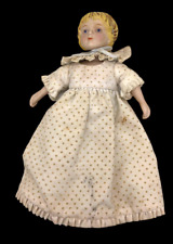 Vintage Porcelain Doll Primitive Country Home Decor Sweet Prairie Dress Blonde