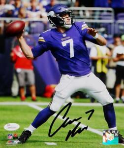 Case Keenum Autographed Vikings 8x10 About to Pass PF Photo- JSA W Auth *Black