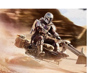 Litografía Disney Star Wars The Mandalorian The Child Baby Yoda Speederbike - Imagen 1 de 2