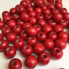 50x Red Round Wood Beads 12x11mm Diy Craft Jewellery Making Wooden Bead