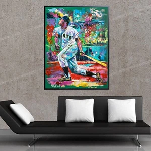 Venta WILLIE MAYS Texturizado a Mano 36"H X 24"W Lienzo Giclee Enmarcado $795 Ahora $295 - Imagen 1 de 16
