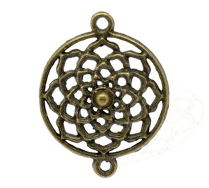 4 x Conector Joyería Flor Bronce 28x21mm - Imagen 1 de 3