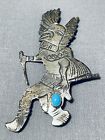 REMARKABLE VINTAGE NAVAJO SLEEPING BEAUTY TURQUOISE STERLING SILVER PIN