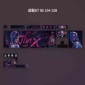 League of Legends Jinx PBT Side Engraved Keycaps for Cherry MX 60 87 98 104 108 - Picture 1 of 7