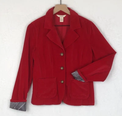 Blazer SUNDANCE 100 % Algodón Terciopelo Talla 4 Rojo Puño Contraste Preppy Academia Vacaciones Foto 1 de 4