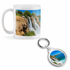 Mug & Round Keyring Set - Waterfall Duden Antalya Turkey Ocean  #24412