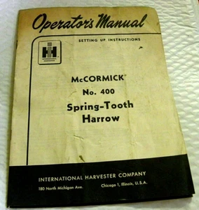 International Harvester Owners Manual no 400 Spring-Tooth Harrow FREE SHIPPING - Picture 1 of 1