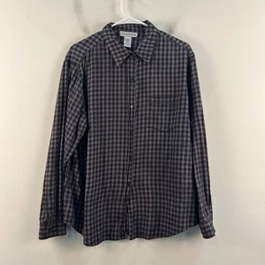 Evan Picone Womens 16 Blouse Top Black Purple Plaid Button Collar Cotton 21035 - Picture 1 of 9